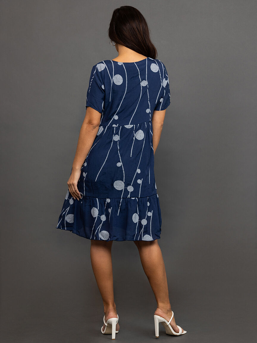Printed Short Sleeve Knee Dress  Image 3