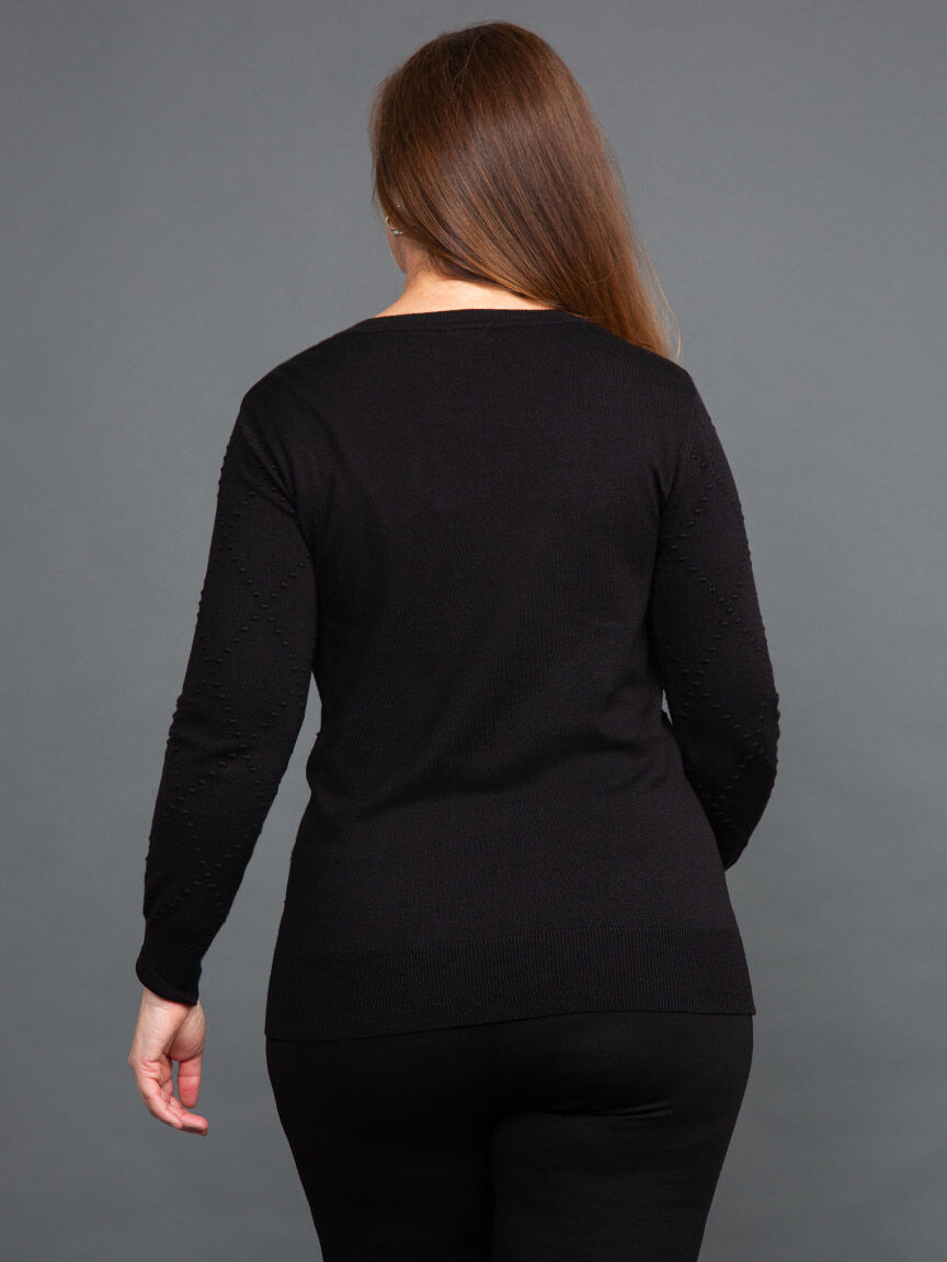 Long Sleeve Sweater w/ Diamond Pattern Image 4