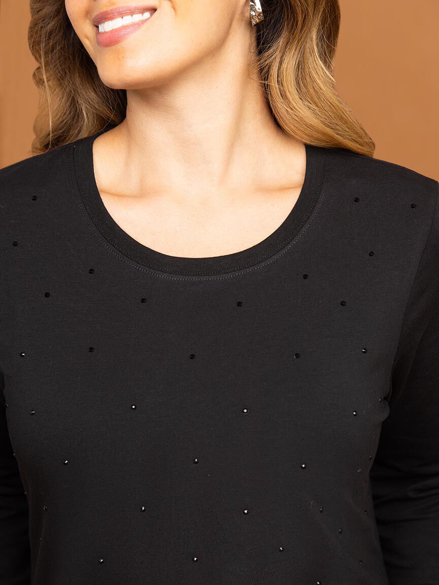 &frac34; Sleeve Crew Neck Top Image 5