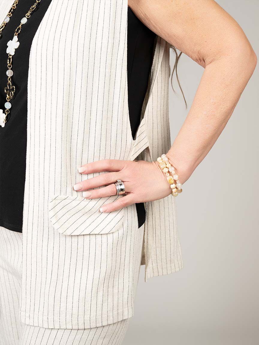 Linen Open Front Vest