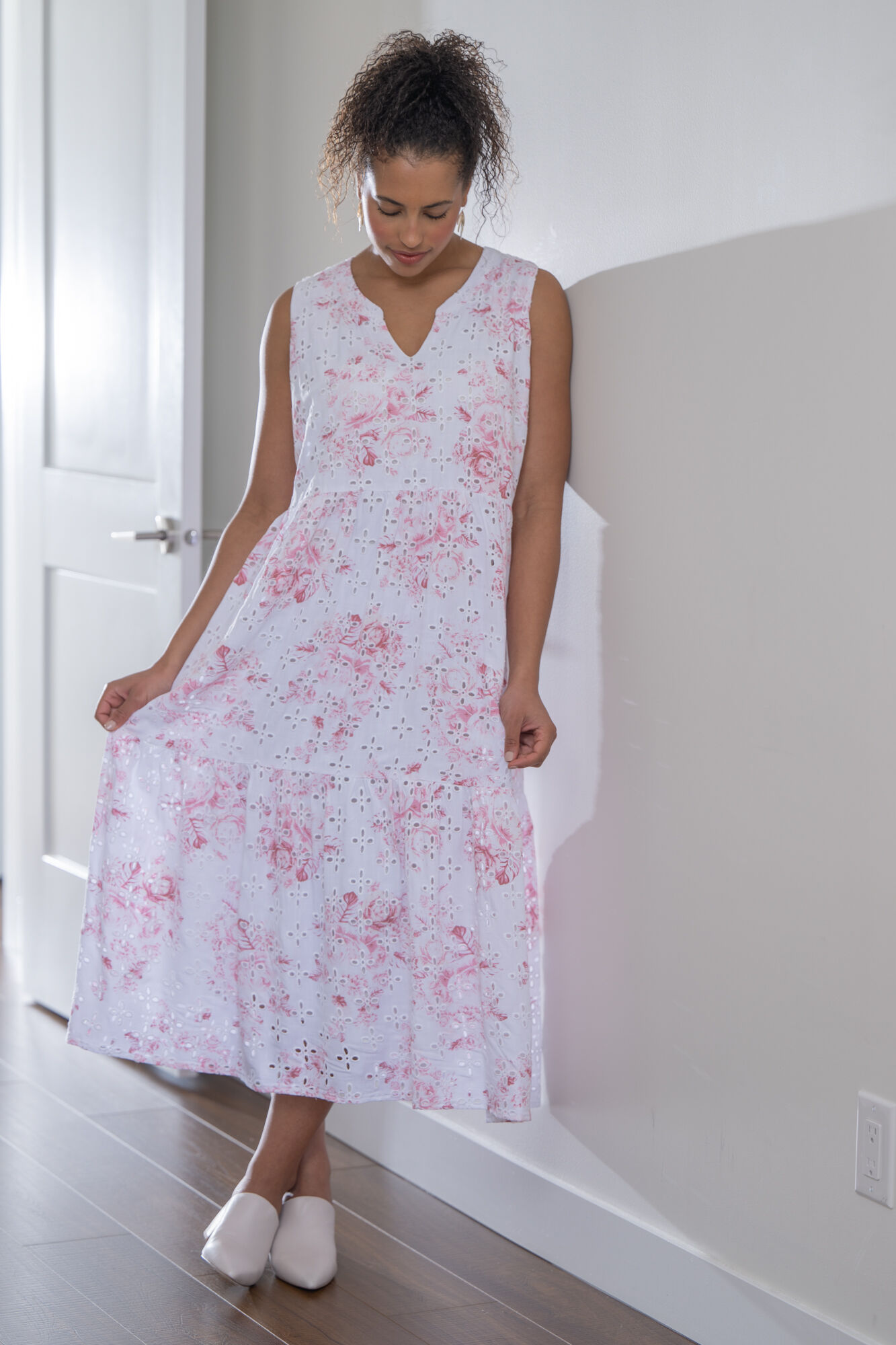 Sleeveless Tiered Eyelet Maxi Dress Image 2