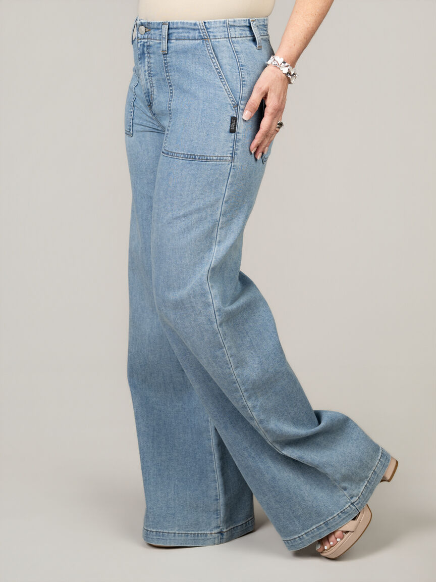Lightweight Knit Wide Leg Denim