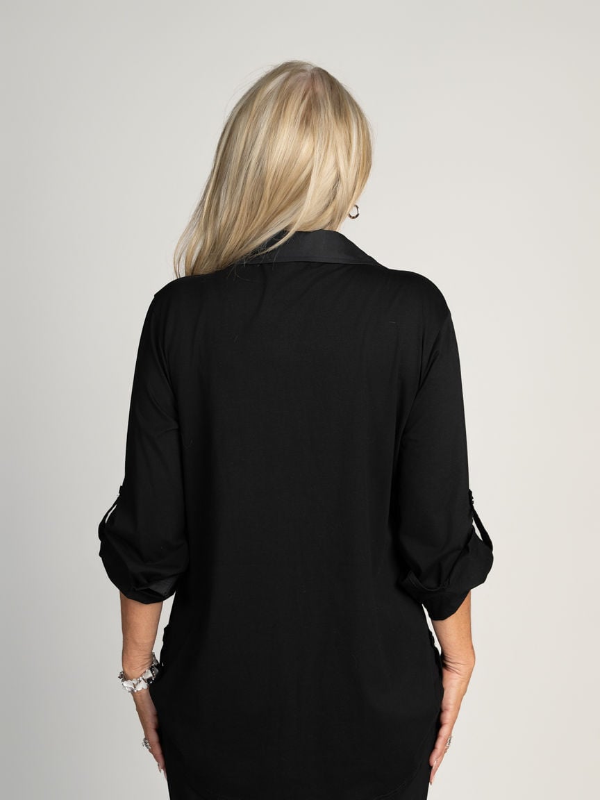 Mixed Media Button Down Blouse Image 4