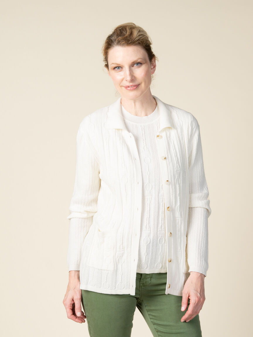 Long Sleeve Cable Knit Sweater Twin Set