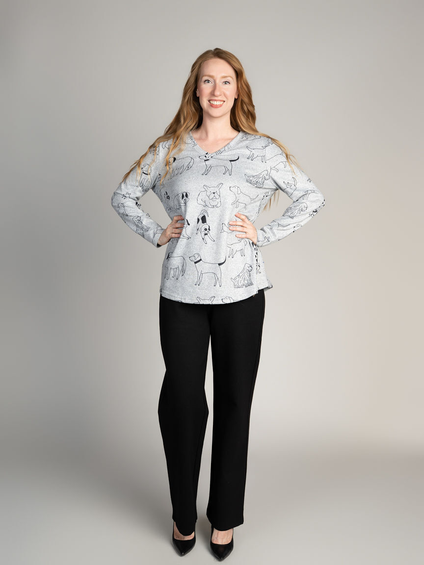 Long Sleeve Dog Print Top