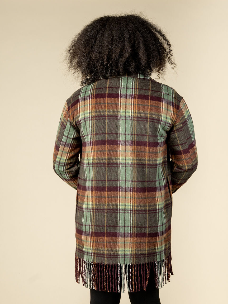 Brushed Plaid Button-Front Shacket