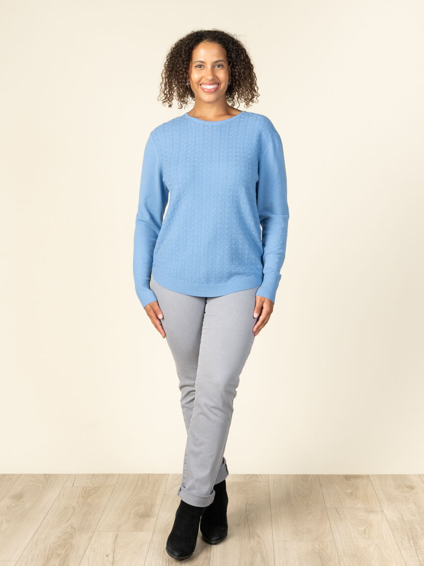 Long Sleeve Shirttail Crew Neck Top