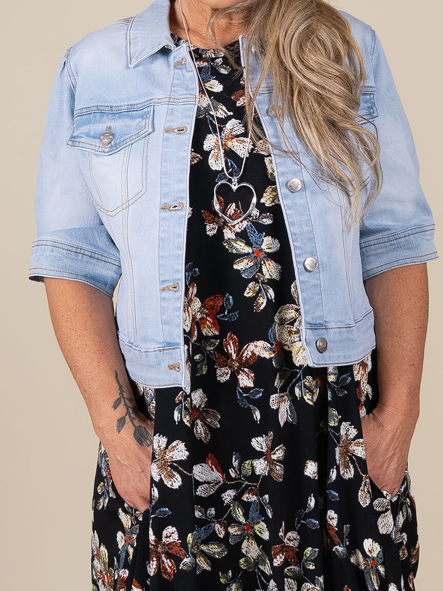 Elbow Sleeve Denim Jacket  Image 5