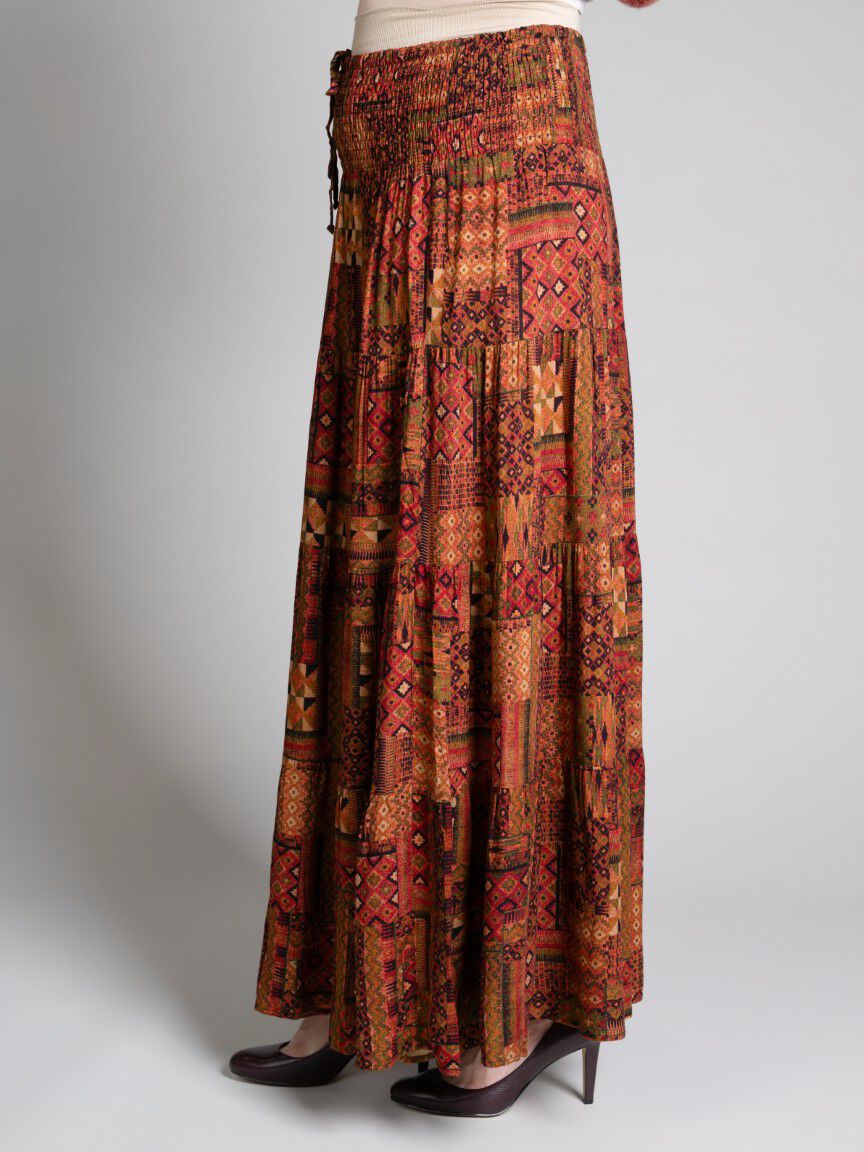 Smocked Waist Maxi Skirt