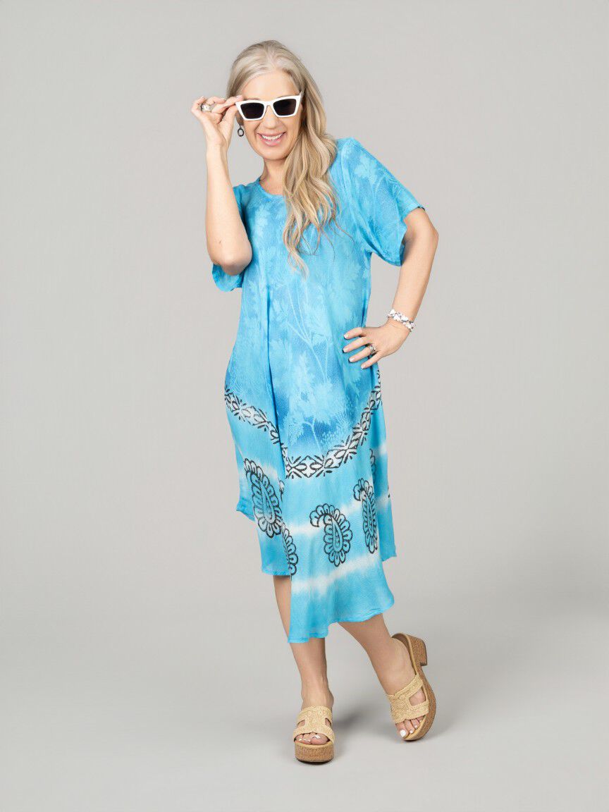 Short Sleeve Tie Dye  Dress
