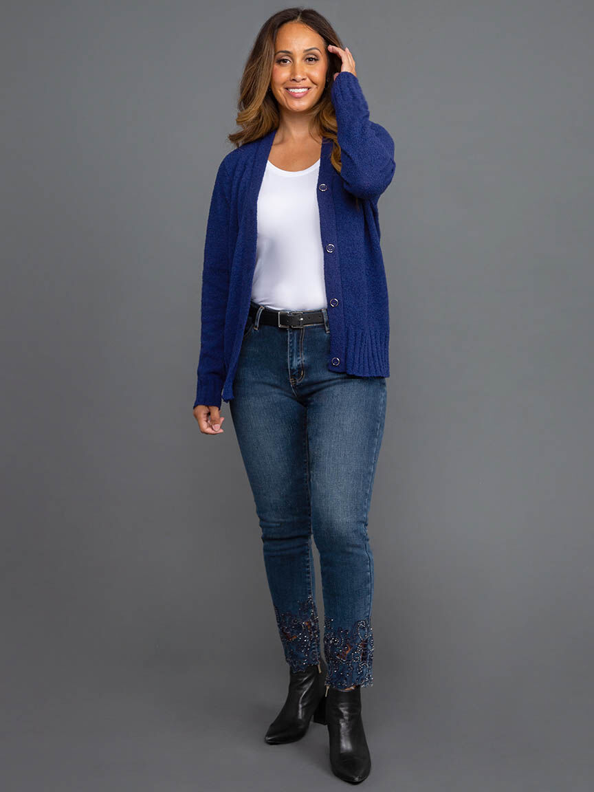 Long Sleeve V Neck Cardigan Image 1