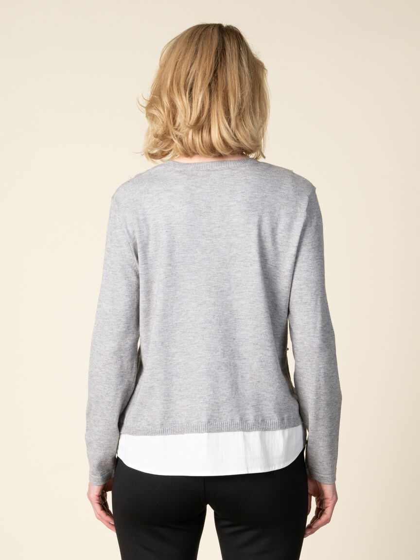 Long Sleeve Fooler Sweater With Pearls