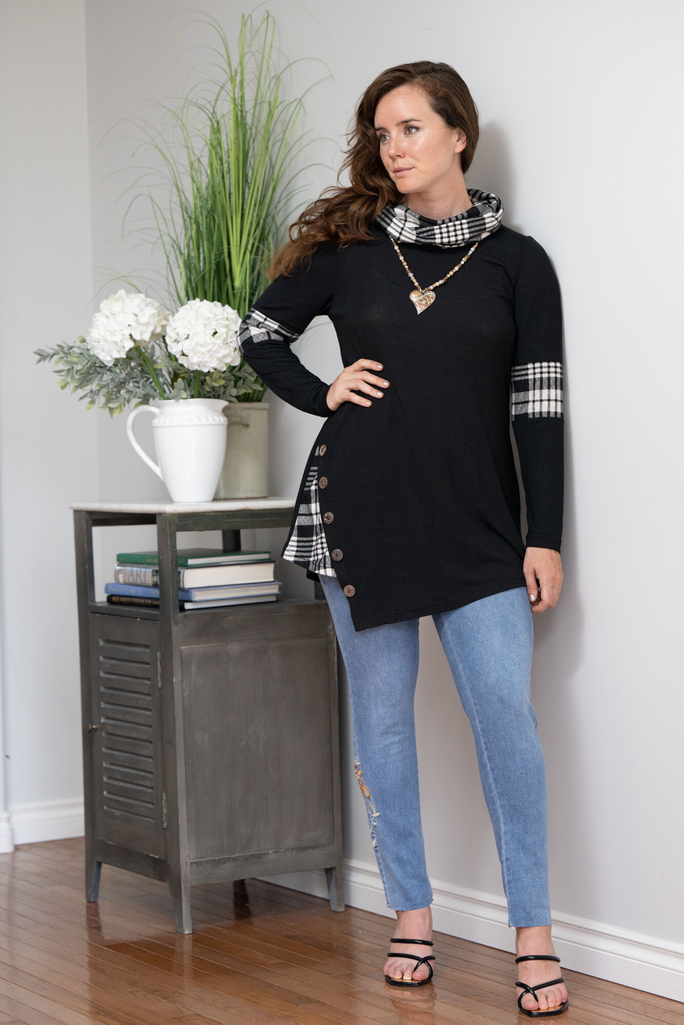 Floral Embroidered Denim Image 1