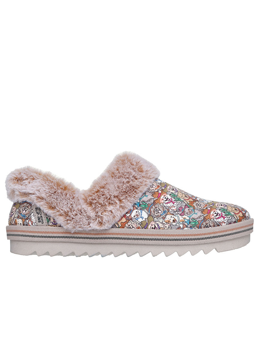 Bobs Slip Ons With Dog Print and Fur