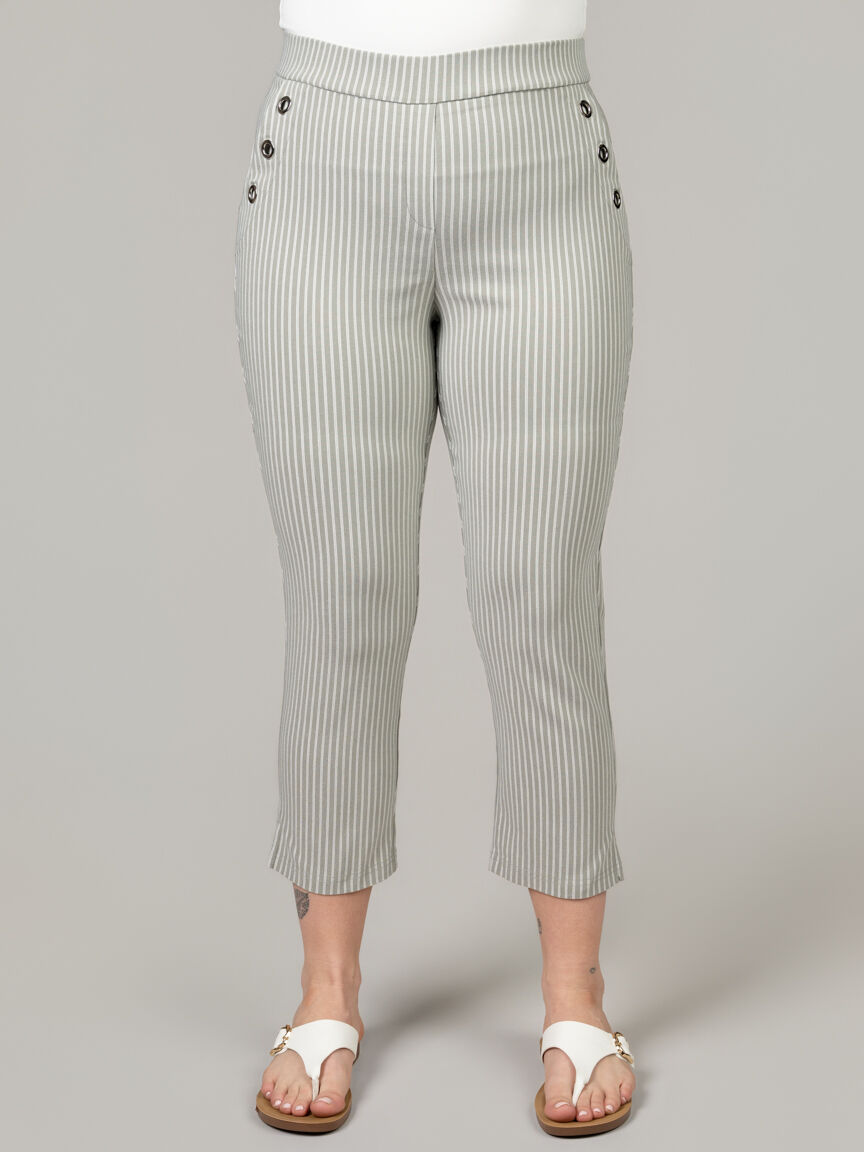 Pull-On Capri Pants with Grommet Detail