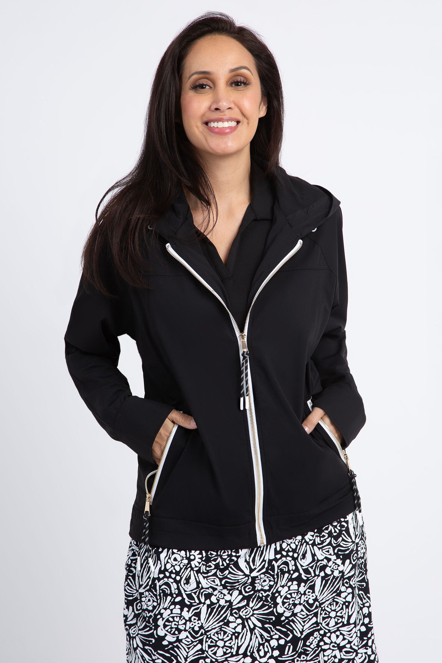 Long Sleeve Golf Jacket w/ Hood, Pink