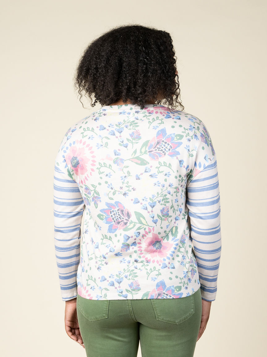 Long Sleeve Crew Neck Floral Print  Image 4