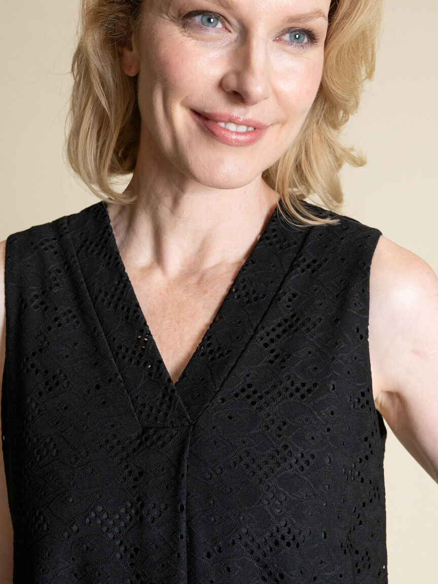 Sleeveless V Neck Top With Eyelet Lace Image 3