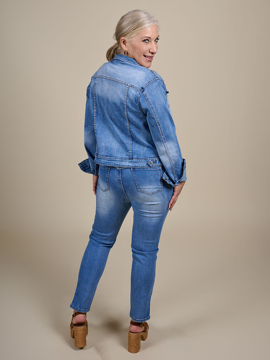 Pearl and Rhinestone Denim Jacket  Image 2