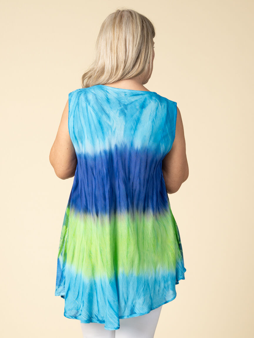 Sleeveless Tunic With Tie Dye Flower Print Image 4