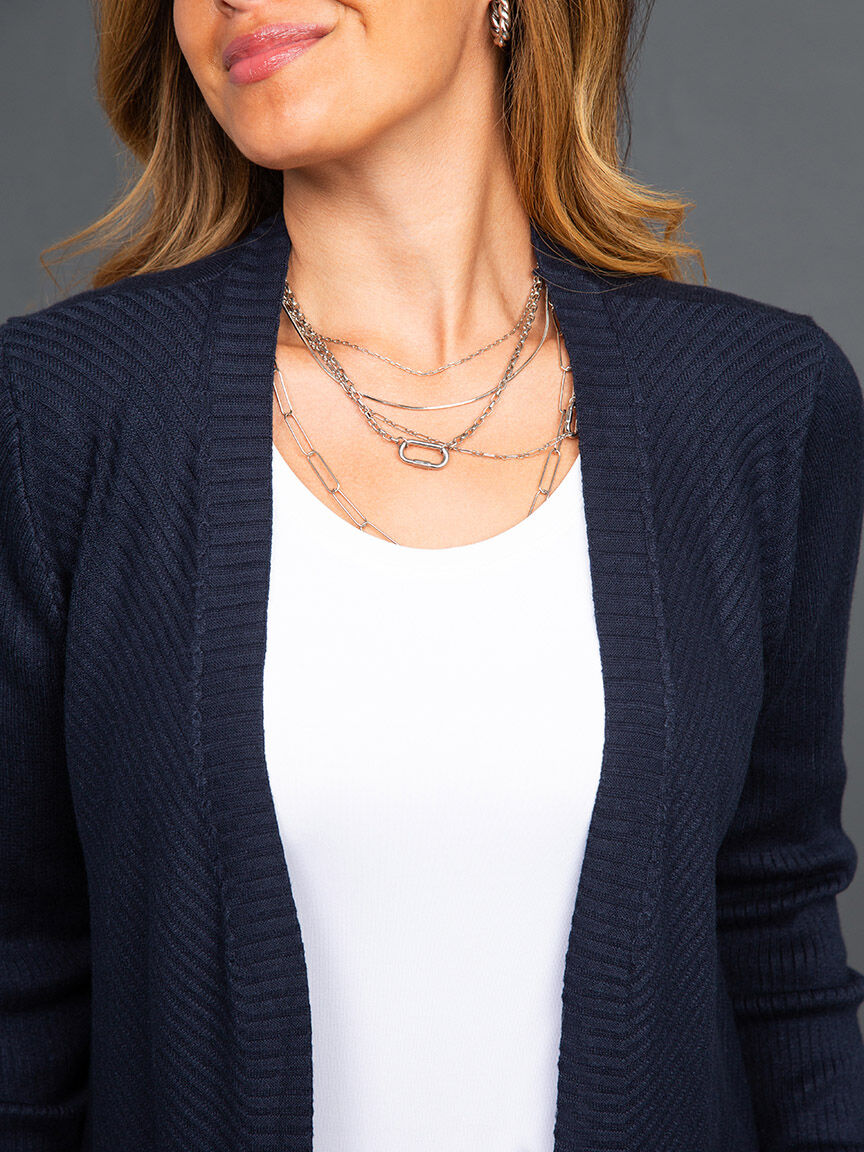 Longline Ribbed Cardigan w/ Pockets Image 4