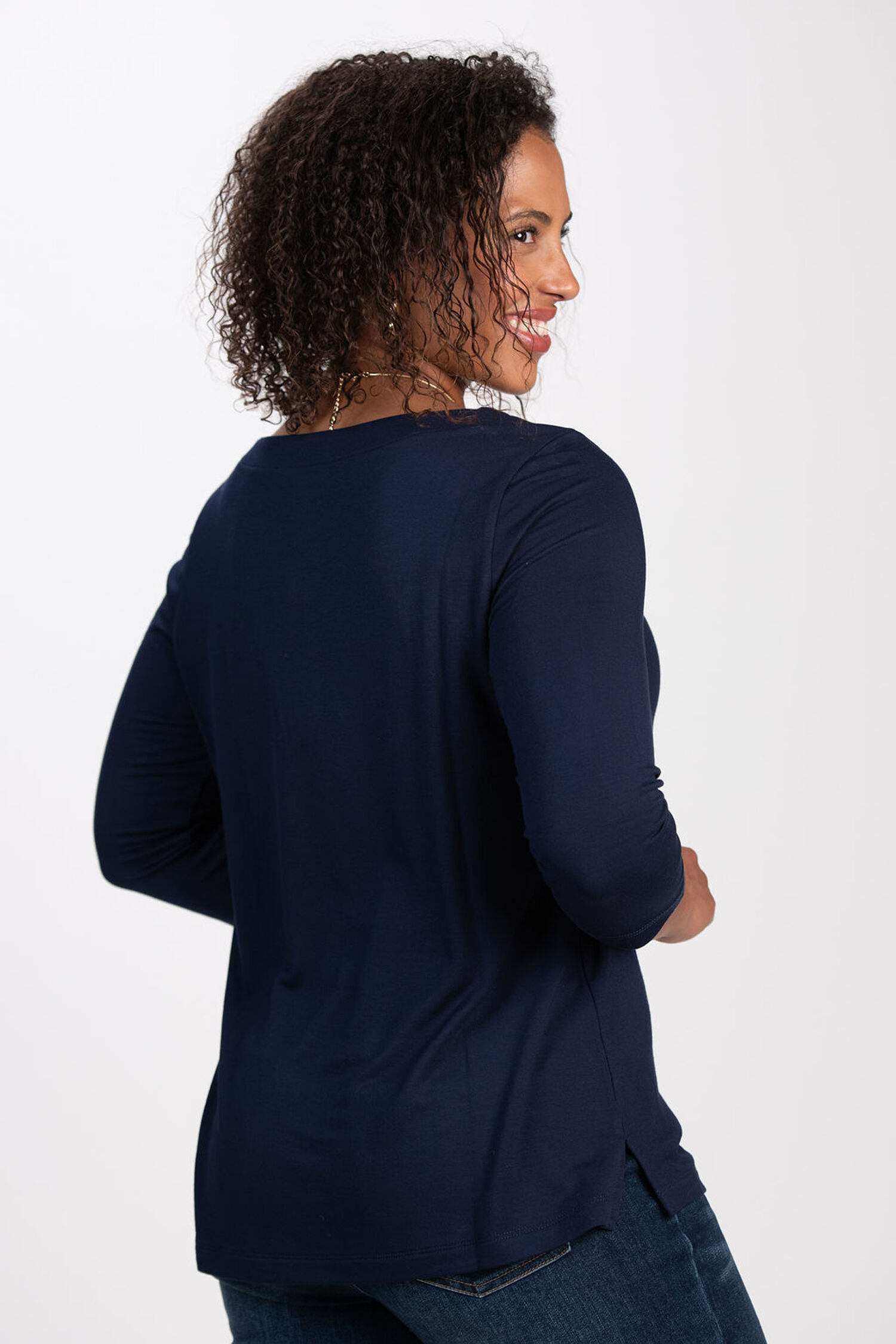 &frac34; Sleeve Boat Neck Top  Image 2