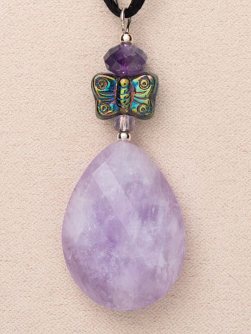 Amethyst Butterfly Cord Necklace