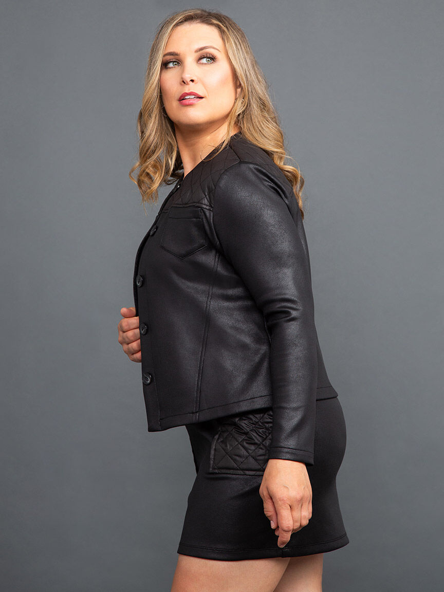 Faux Leather Quilted Jacket Image 3