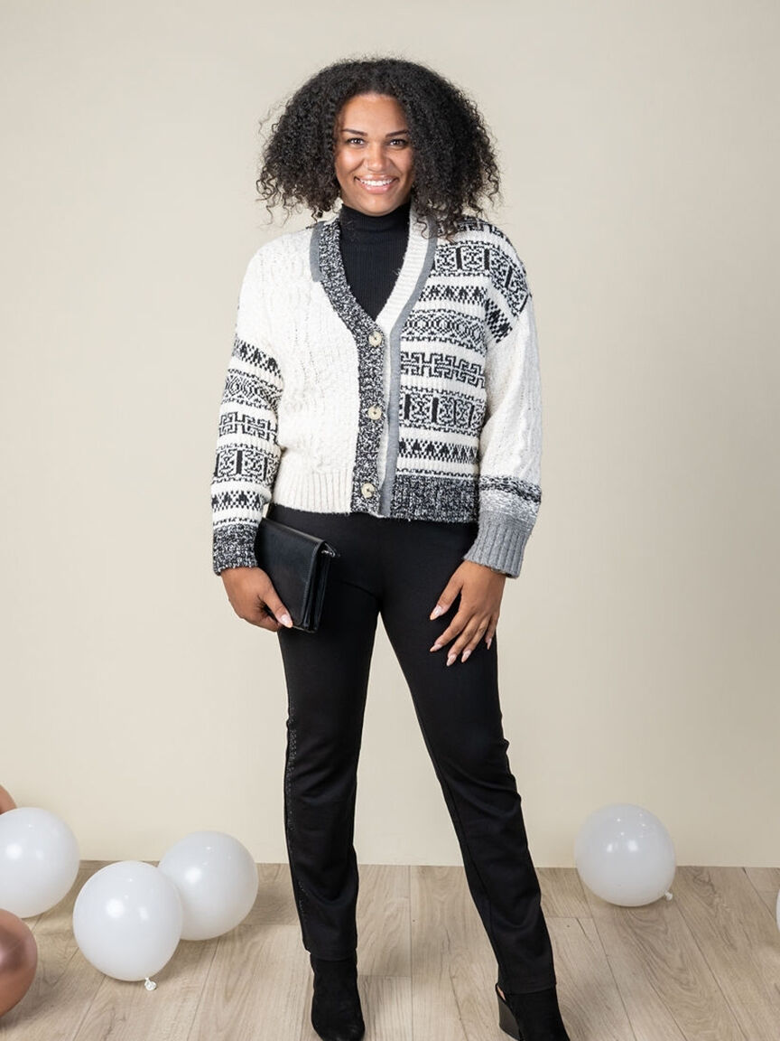 Soft Multi Stitch Button-Front V-Neck Cardigan