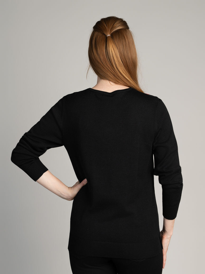 Lightweight Crew Neck Floral Sweater