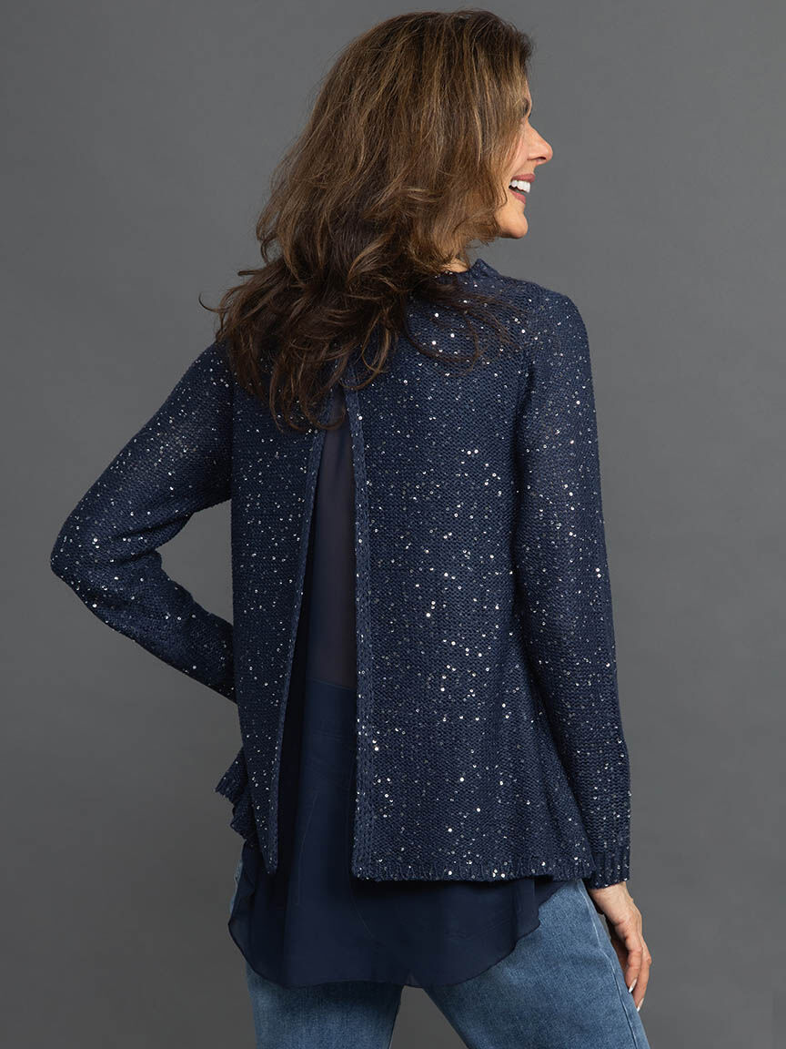 Sequined Georgette Underlay Sweater Image 4