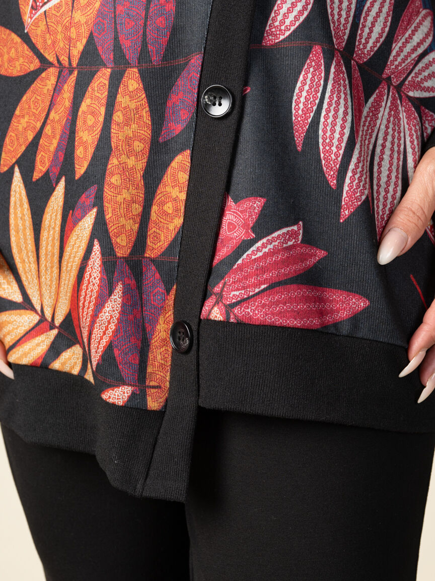 Long Sleeve Cowl Neck Patterned Top