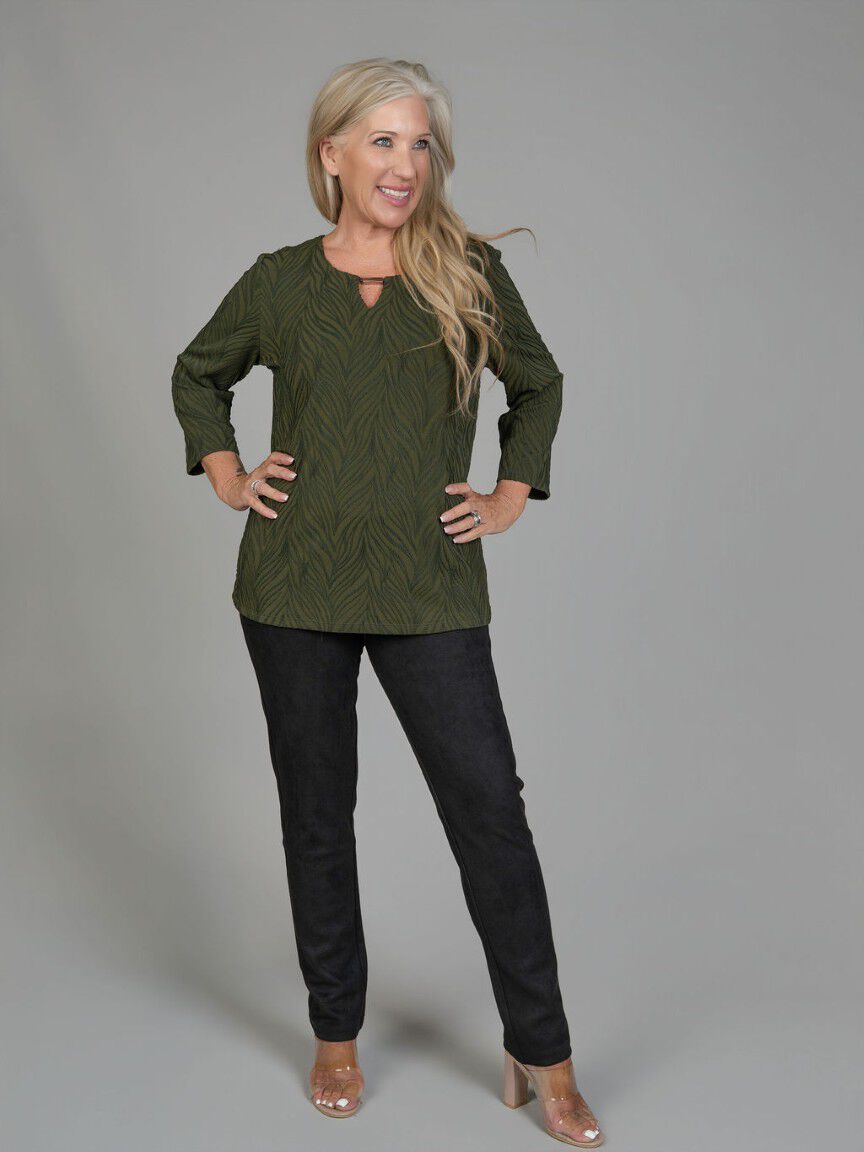 3/4 Sleeve Top With Keyhole Neckline Image 5