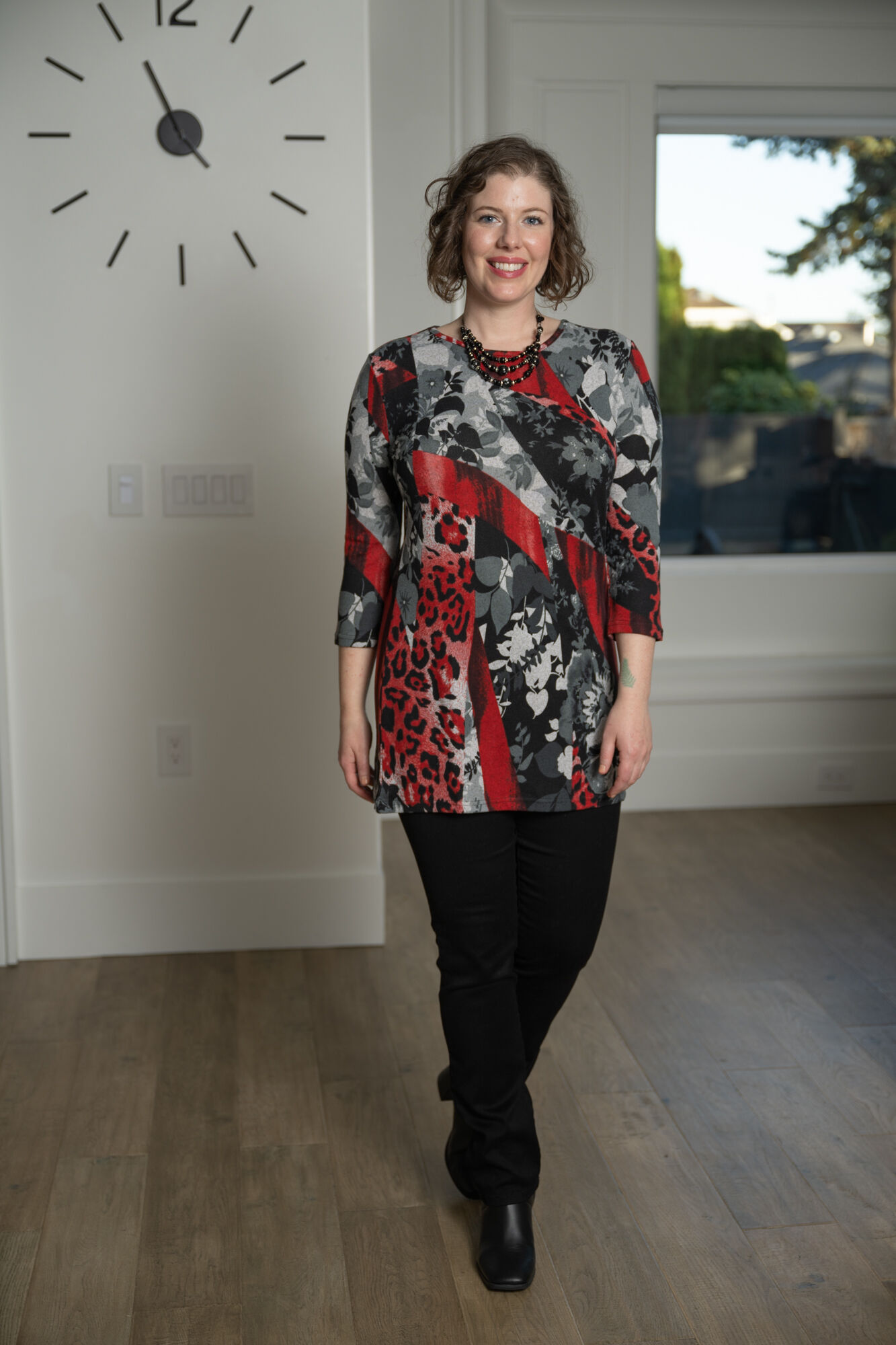 Vibrant Red Printed Tunic  Image 3