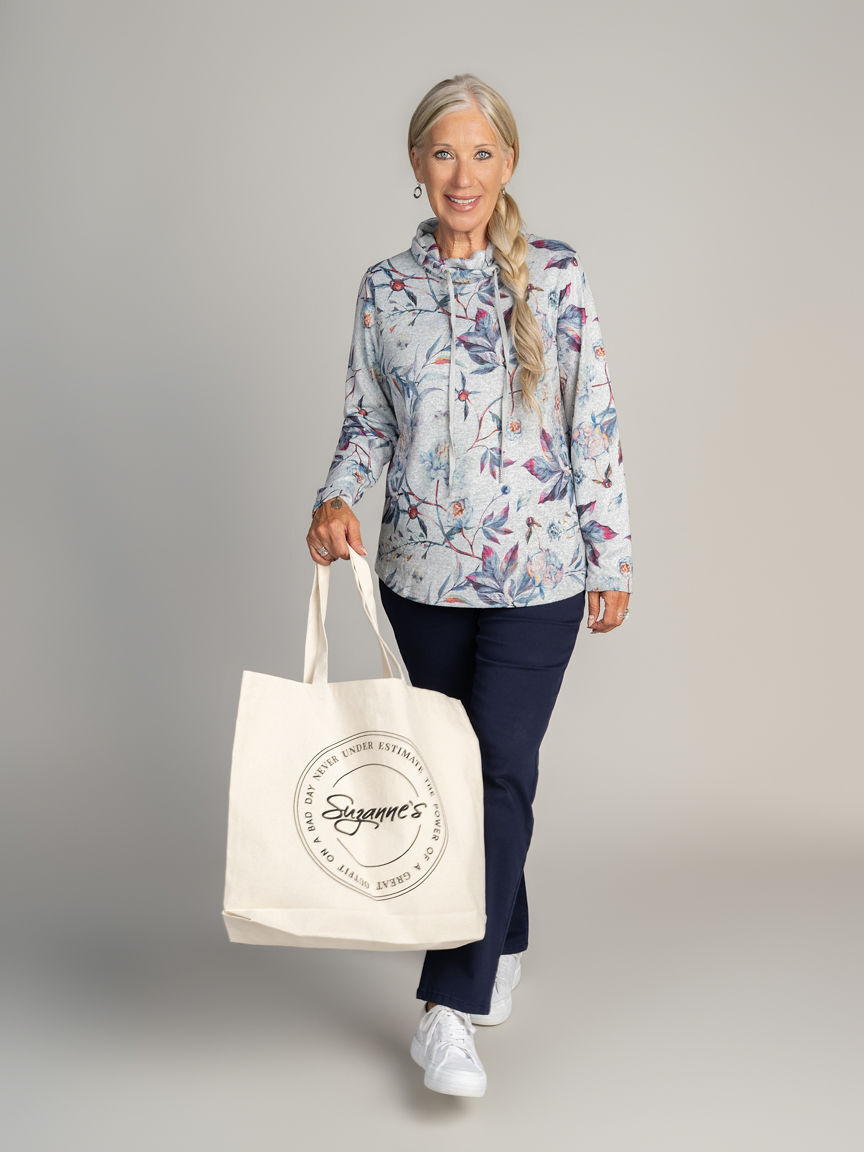 Drawstring Cowl Neck Pullover