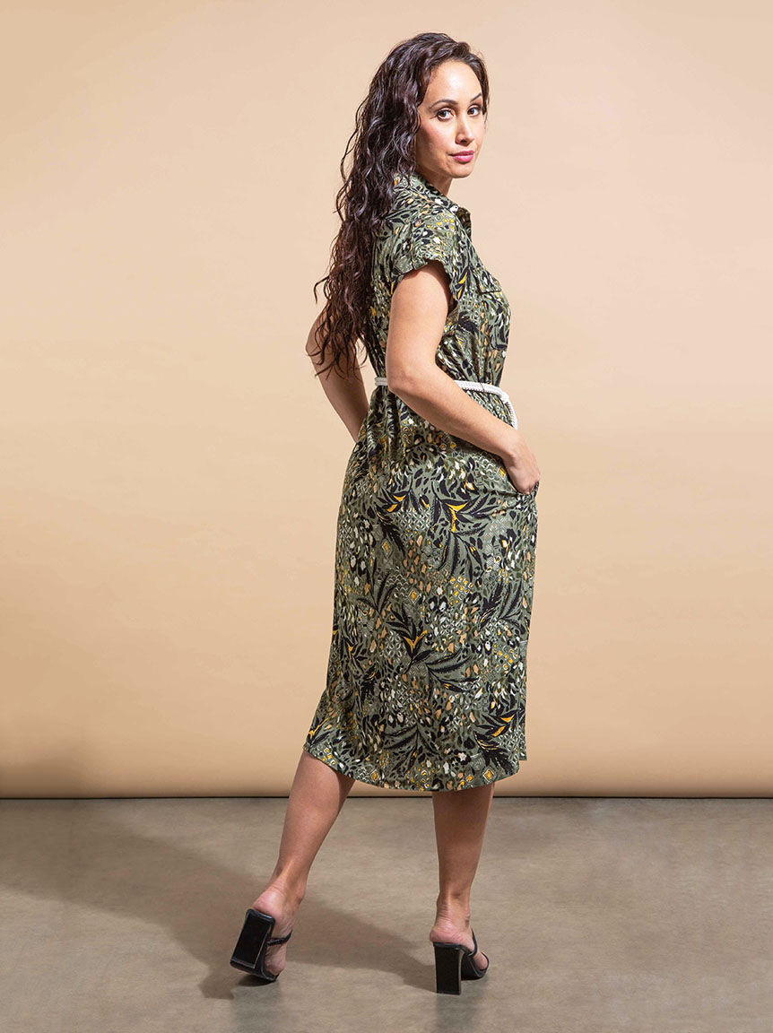 Button-Up Safari Midi Dress Image 3