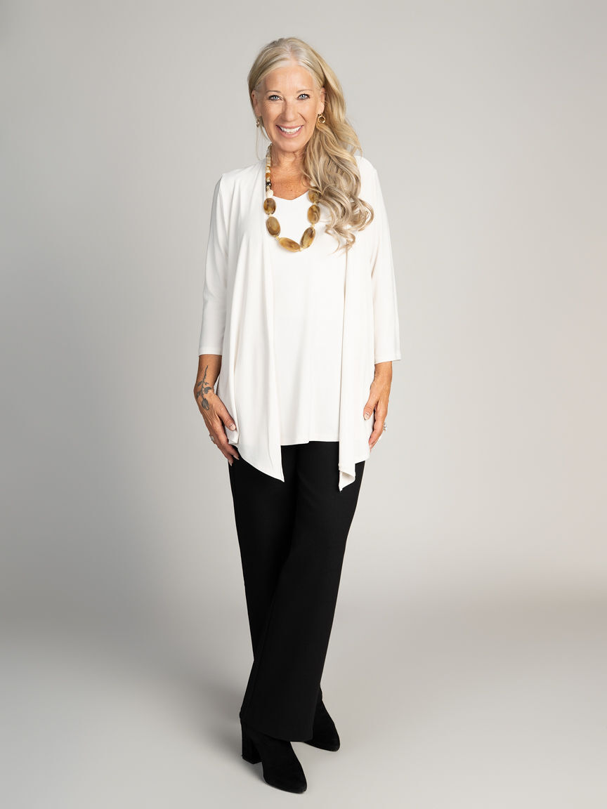 3/4 Sleeve Open Front Cardigan Image 4