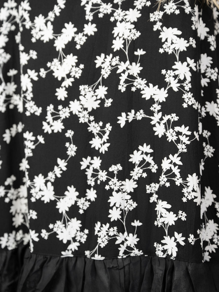 Ruffled Floral Layered Hem Dress