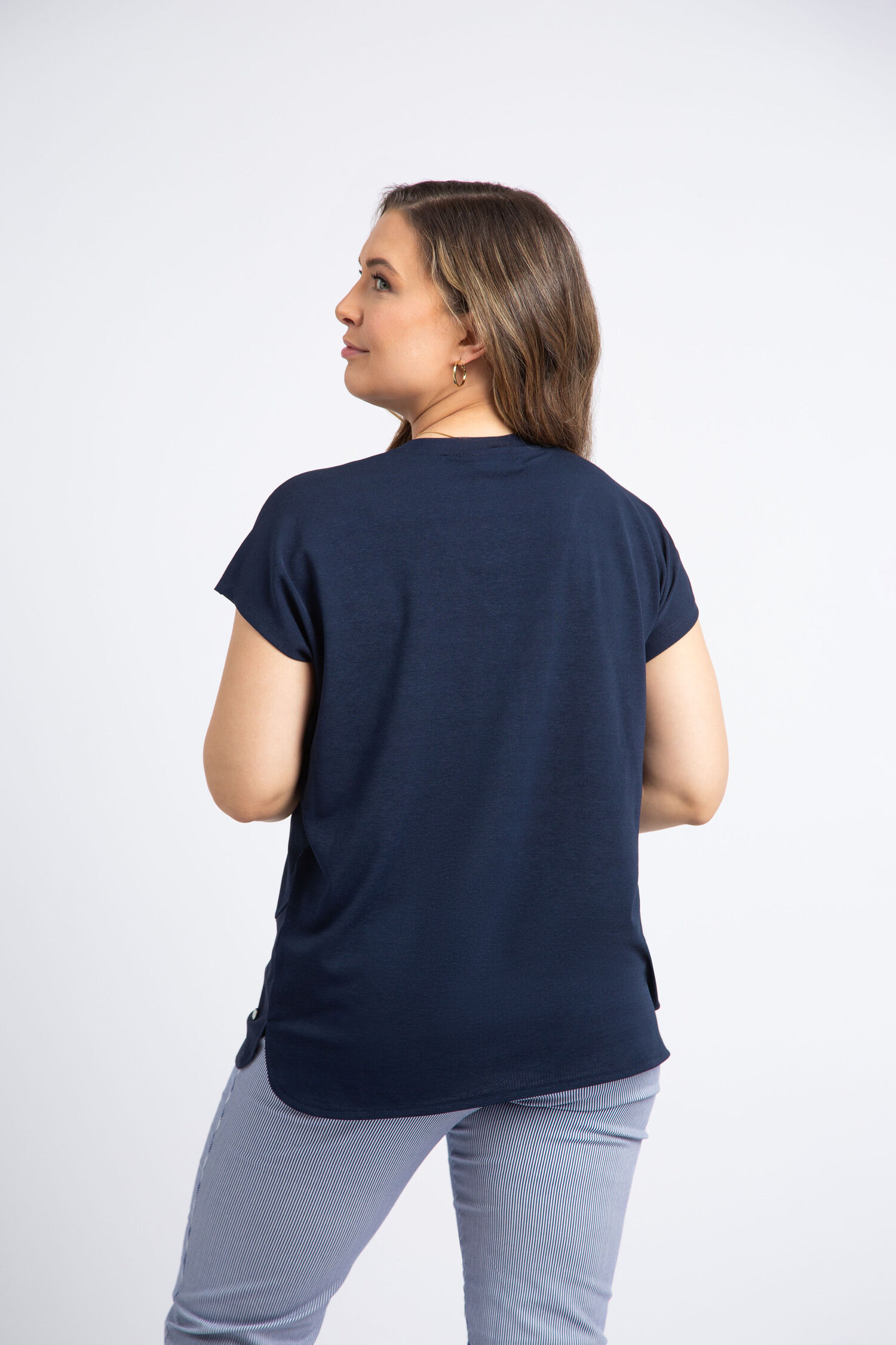 Short Sleeve Dolphin Hem Top Image 3