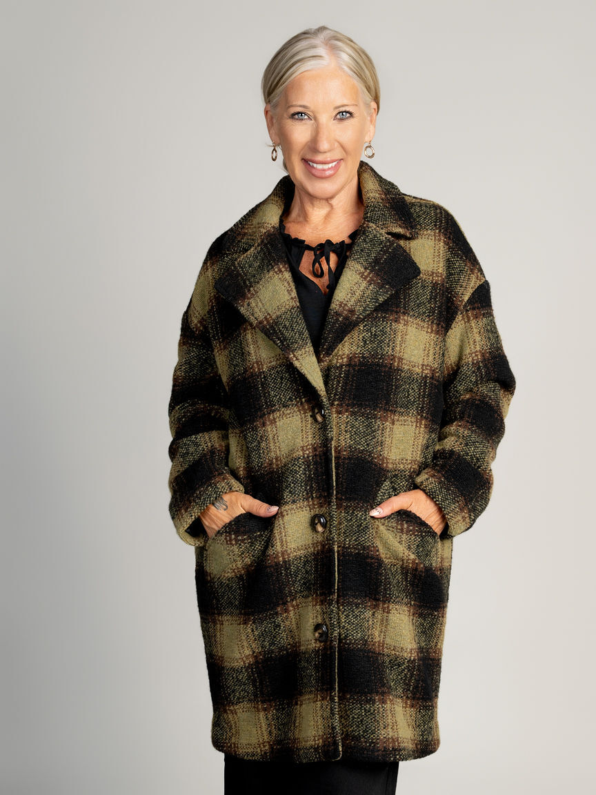 Collared Wool Blend Cocoon Coat