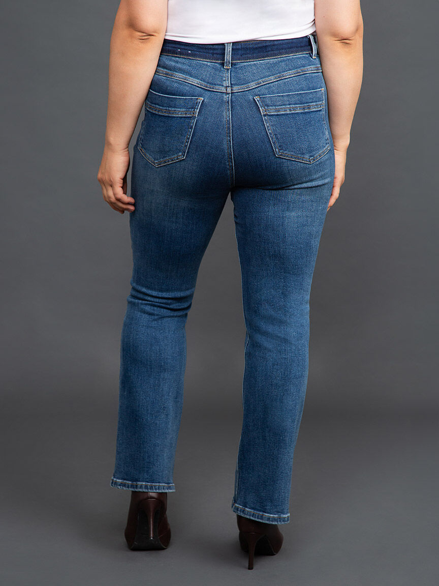 Brooke High-Rise Microflare Jeans w/ Contrast Waistband Image 5