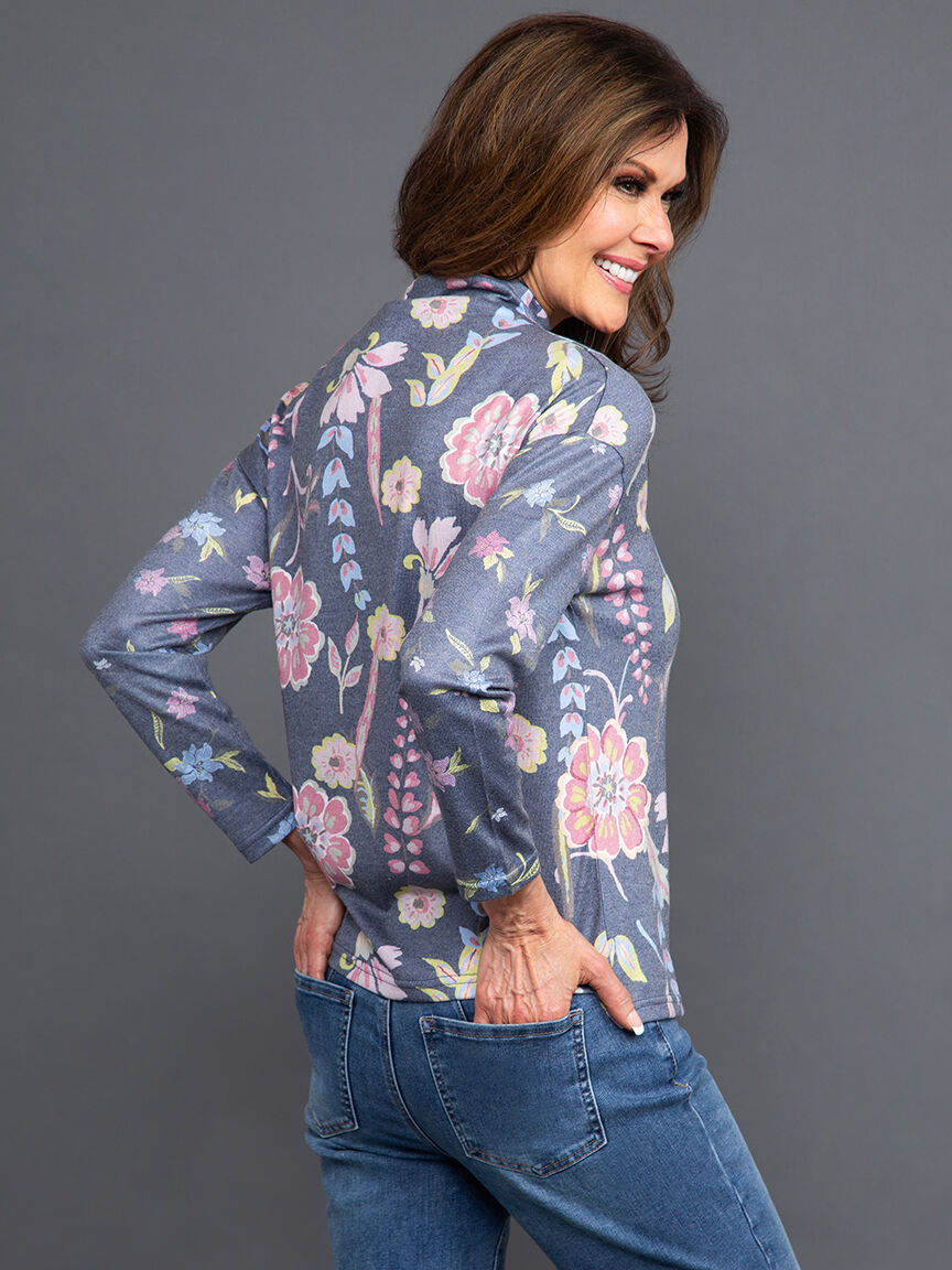 Long Sleeve Floral Mock Neck Image 4