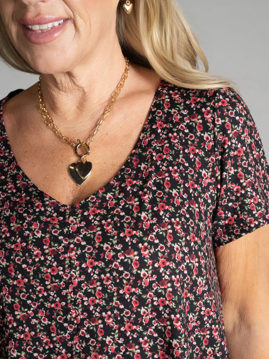 Asymmetrical Hem V-Neck Top