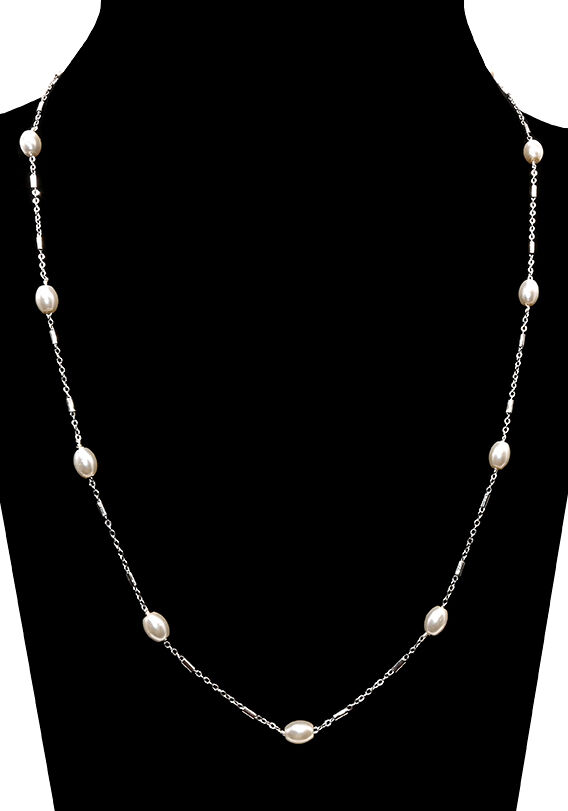 Long Pearl Chain Necklace