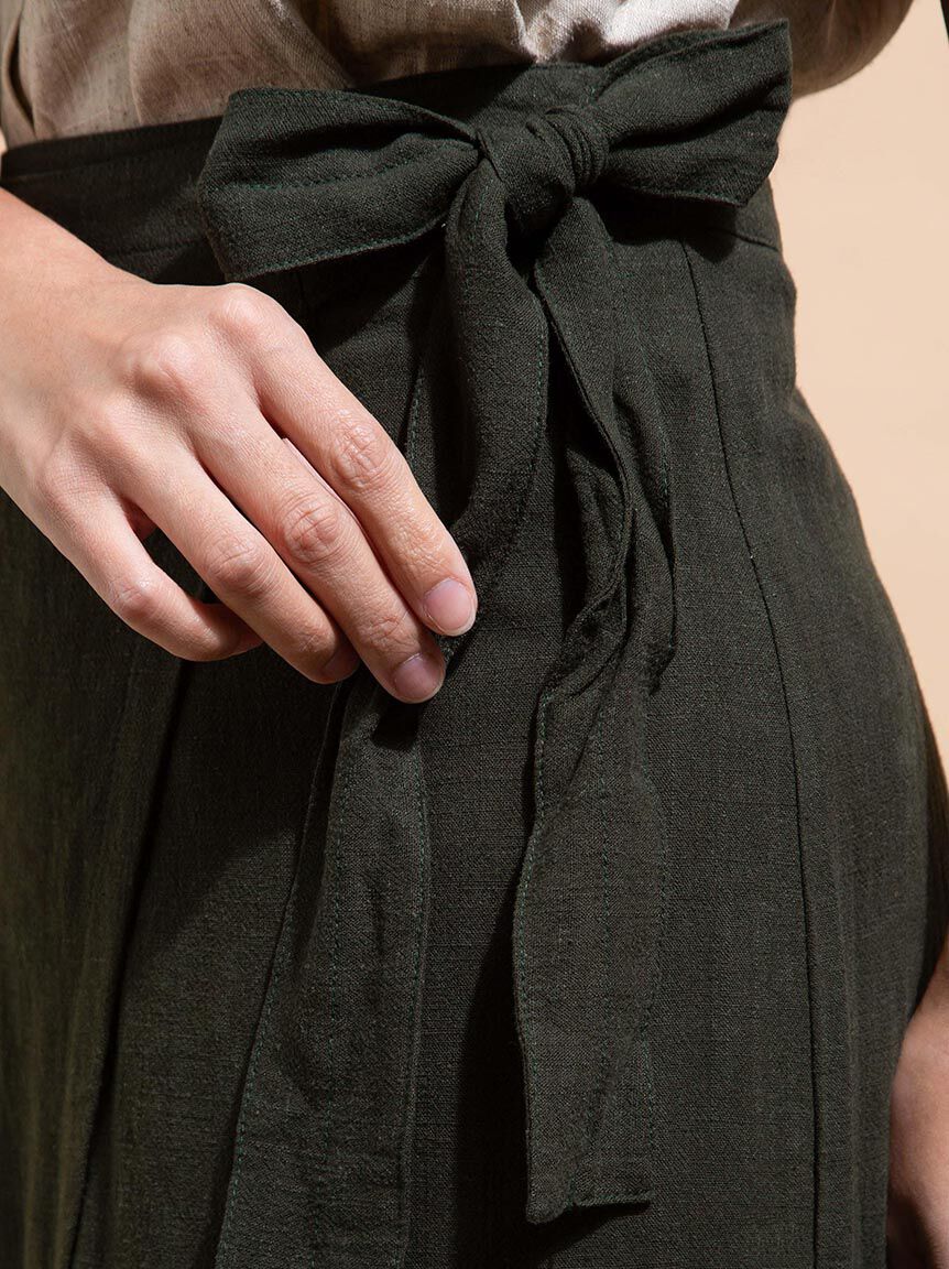 Linen Wrap Maxi Skirt Image 5