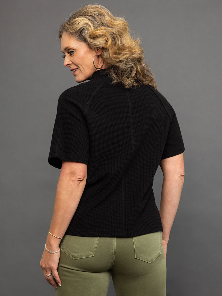 Waffle Knit Funnel Neck Top  Image 4