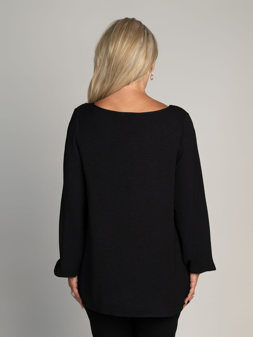 Flowy Long Sleeve Top With Front Split