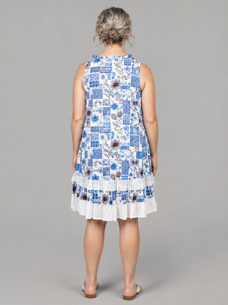 Ruffled Floral Layered Hem Dress