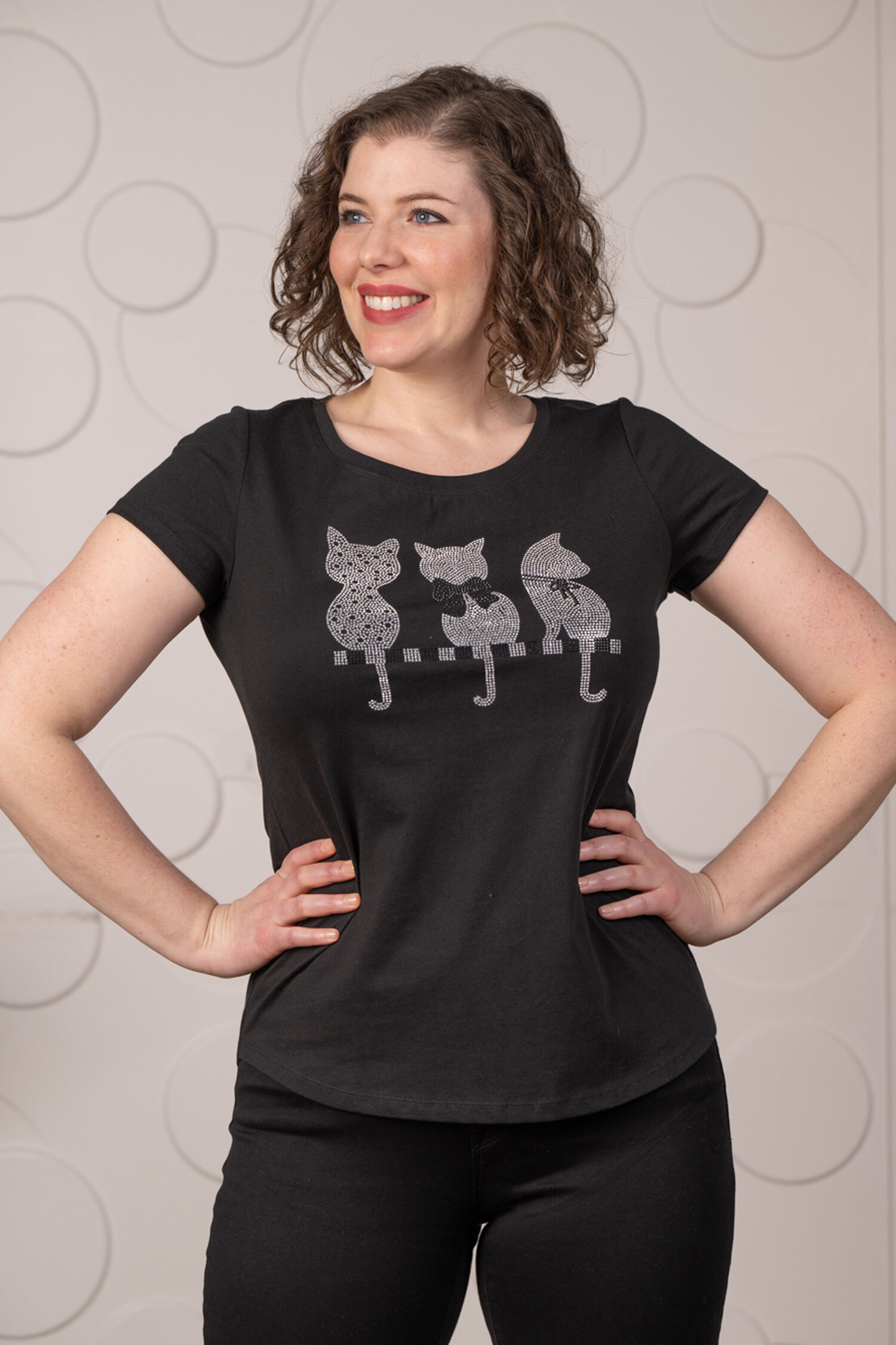 Rhinestone Cat Tee Image 1