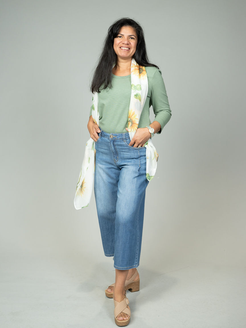 Lightweight Sunflower Print Scarf